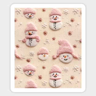 Funny Snowmen Retro Chrismas Snowflakes Knitted Pattern Sticker